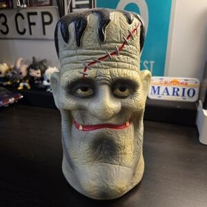 Vintage Frankenstein Head Blow Mold RARE 11 inches Halloween Decor Paper Magic